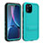 Silicone and Plastic Waterproof Cover Case 360 Degrees Underwater Shell with Stand for Apple iPhone 11 Pro Cyan