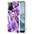 Silicone Candy Rubber Gel Fashionable Pattern Soft Case Cover with Finger Ring Stand Y01B for Oppo Reno5 Z 5G Purple
