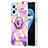 Silicone Candy Rubber Gel Fashionable Pattern Soft Case Cover with Finger Ring Stand Y01B for Realme 9i 4G Clove Purple