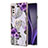 Silicone Candy Rubber Gel Fashionable Pattern Soft Case Cover with Finger Ring Stand Y02B for LG Velvet 4G Purple