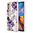 Silicone Candy Rubber Gel Fashionable Pattern Soft Case Cover with Finger Ring Stand Y03B for Motorola Moto E32 Purple