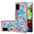 Silicone Candy Rubber Gel Fashionable Pattern Soft Case Cover with Finger Ring Stand Y03B for Samsung Galaxy A71 5G Blue