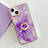 Silicone Candy Rubber Gel Fashionable Pattern Soft Case Cover with Finger Ring Stand Y05B for Apple iPhone 14 Plus Purple