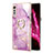 Silicone Candy Rubber Gel Fashionable Pattern Soft Case Cover with Finger Ring Stand Y05B for LG Velvet 5G Clove Purple