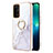 Silicone Candy Rubber Gel Fashionable Pattern Soft Case Cover with Finger Ring Stand Y05B for OnePlus Nord N200 5G White