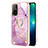 Silicone Candy Rubber Gel Fashionable Pattern Soft Case Cover with Finger Ring Stand Y05B for Oppo F19 Pro+ Plus 5G Clove Purple