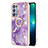 Silicone Candy Rubber Gel Fashionable Pattern Soft Case Cover with Finger Ring Stand Y05B for Oppo Reno6 Pro+ Plus 5G Purple