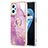 Silicone Candy Rubber Gel Fashionable Pattern Soft Case Cover with Finger Ring Stand Y05B for Realme 9i 4G Clove Purple