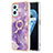 Silicone Candy Rubber Gel Fashionable Pattern Soft Case Cover with Finger Ring Stand Y05B for Realme 9i 4G Purple