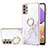 Silicone Candy Rubber Gel Fashionable Pattern Soft Case Cover with Finger Ring Stand Y05B for Samsung Galaxy A23 5G White