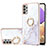 Silicone Candy Rubber Gel Fashionable Pattern Soft Case Cover with Finger Ring Stand Y05B for Samsung Galaxy A33 5G White