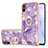 Silicone Candy Rubber Gel Fashionable Pattern Soft Case Cover with Finger Ring Stand Y05B for Xiaomi Redmi 9i Purple