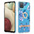 Silicone Candy Rubber Gel Fashionable Pattern Soft Case Cover with Finger Ring Stand Y06B for Samsung Galaxy A12 Blue