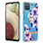 Silicone Candy Rubber Gel Fashionable Pattern Soft Case Cover with Finger Ring Stand Y06B for Samsung Galaxy A12 Purple