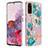 Silicone Candy Rubber Gel Fashionable Pattern Soft Case Cover with Finger Ring Stand Y06B for Samsung Galaxy S20 5G Cyan