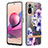 Silicone Candy Rubber Gel Fashionable Pattern Soft Case Cover with Finger Ring Stand Y06B for Xiaomi Poco M5S Purple