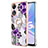 Silicone Candy Rubber Gel Fashionable Pattern Soft Case Cover with Finger Ring Stand YB3 for Oppo A78 5G Purple