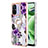 Silicone Candy Rubber Gel Fashionable Pattern Soft Case Cover with Finger Ring Stand YB3 for Xiaomi Poco C55 Purple