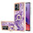 Silicone Candy Rubber Gel Fashionable Pattern Soft Case Cover with Finger Ring Stand YB5 for Motorola Moto G84 5G Purple