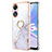 Silicone Candy Rubber Gel Fashionable Pattern Soft Case Cover with Finger Ring Stand YB5 for Oppo A78 5G White