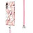 Silicone Candy Rubber Gel Fashionable Pattern Soft Case Cover with Lanyard Strap Y01B for LG Velvet 5G