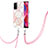 Silicone Candy Rubber Gel Fashionable Pattern Soft Case Cover with Lanyard Strap Y01B for OnePlus Nord N200 5G Pink