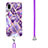 Silicone Candy Rubber Gel Fashionable Pattern Soft Case Cover with Lanyard Strap Y01B for Samsung Galaxy M02