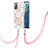 Silicone Candy Rubber Gel Fashionable Pattern Soft Case Cover with Lanyard Strap Y01B for Samsung Galaxy Note 20 5G Pink