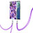 Silicone Candy Rubber Gel Fashionable Pattern Soft Case Cover with Lanyard Strap Y01B for Samsung Galaxy Note 20 5G Purple