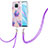 Silicone Candy Rubber Gel Fashionable Pattern Soft Case Cover with Lanyard Strap Y01B for Xiaomi Mi 10T Lite 5G Clove Purple