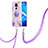 Silicone Candy Rubber Gel Fashionable Pattern Soft Case Cover with Lanyard Strap Y01B for Xiaomi Redmi 10X 4G Clove Purple