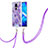 Silicone Candy Rubber Gel Fashionable Pattern Soft Case Cover with Lanyard Strap Y01B for Xiaomi Redmi 10X 4G Purple