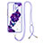 Silicone Candy Rubber Gel Fashionable Pattern Soft Case Cover with Lanyard Strap Y01X for Xiaomi Redmi 9 Prime India Purple
