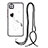 Silicone Candy Rubber Gel Fashionable Pattern Soft Case Cover with Lanyard Strap Y01X for Xiaomi Redmi 9C NFC Black