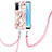 Silicone Candy Rubber Gel Fashionable Pattern Soft Case Cover with Lanyard Strap Y02B for Oppo A53s 5G Pink