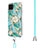 Silicone Candy Rubber Gel Fashionable Pattern Soft Case Cover with Lanyard Strap Y02B for Samsung Galaxy A12
