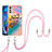 Silicone Candy Rubber Gel Fashionable Pattern Soft Case Cover with Lanyard Strap Y03B for Motorola Moto E32