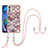 Silicone Candy Rubber Gel Fashionable Pattern Soft Case Cover with Lanyard Strap Y03B for Motorola Moto E32 Brown
