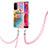 Silicone Candy Rubber Gel Fashionable Pattern Soft Case Cover with Lanyard Strap Y03B for OnePlus Nord N200 5G