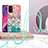 Silicone Candy Rubber Gel Fashionable Pattern Soft Case Cover with Lanyard Strap Y03B for OnePlus Nord N200 5G