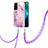 Silicone Candy Rubber Gel Fashionable Pattern Soft Case Cover with Lanyard Strap Y05B for OnePlus Nord N200 5G Clove Purple