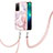 Silicone Candy Rubber Gel Fashionable Pattern Soft Case Cover with Lanyard Strap Y05B for Oppo A53s 5G Pink