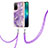 Silicone Candy Rubber Gel Fashionable Pattern Soft Case Cover with Lanyard Strap Y05B for Oppo A53s 5G Purple