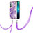 Silicone Candy Rubber Gel Fashionable Pattern Soft Case Cover with Lanyard Strap Y05B for Oppo Reno6 Pro+ Plus 5G Purple