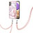 Silicone Candy Rubber Gel Fashionable Pattern Soft Case Cover with Lanyard Strap Y05B for Samsung Galaxy A23 5G Pink