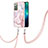 Silicone Candy Rubber Gel Fashionable Pattern Soft Case Cover with Lanyard Strap Y05B for Samsung Galaxy Note 20 5G Pink