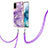Silicone Candy Rubber Gel Fashionable Pattern Soft Case Cover with Lanyard Strap Y05B for Samsung Galaxy S20 Purple