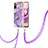 Silicone Candy Rubber Gel Fashionable Pattern Soft Case Cover with Lanyard Strap Y05B for Xiaomi Poco M5S Purple