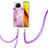Silicone Candy Rubber Gel Fashionable Pattern Soft Case Cover with Lanyard Strap Y05B for Xiaomi Poco X3 NFC Clove Purple