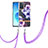 Silicone Candy Rubber Gel Fashionable Pattern Soft Case Cover with Lanyard Strap Y06B for Oppo Reno6 5G Clove Purple